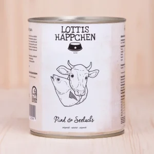 Sparpaket 6 x 800 g Lottis Häppchen Rind & Seelachs Hunde Nassfutter Neu Im Sortiment